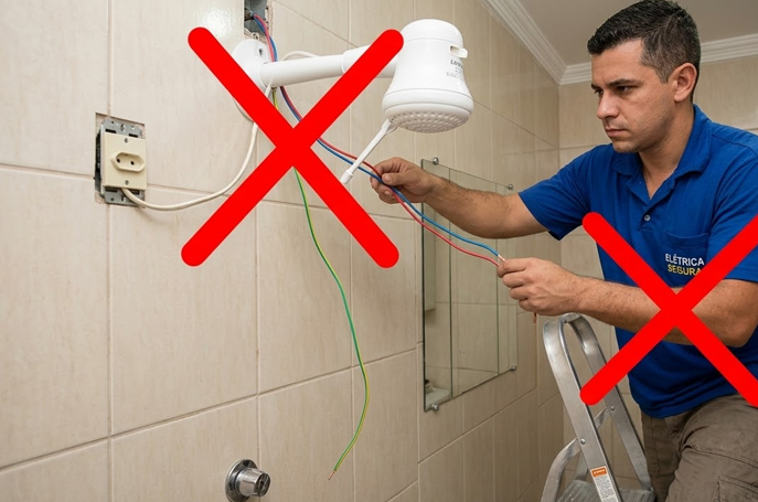 Erro comum na instalação de chuveiro elétrico