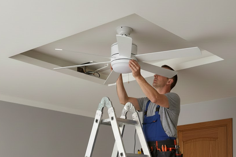 Ventilador de teto balançando após instalação